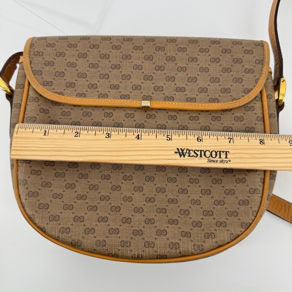 Gucci Crossbody Bag Women Brown Micro GG Supreme Canvas Tan Leather 001-084-0259 - Picture 13 of 15